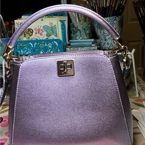 Kate Spade metallic lavender satchel/crossbody with gold hardware- NWT
